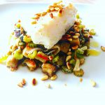Caponata met gestoofde kabeljauw